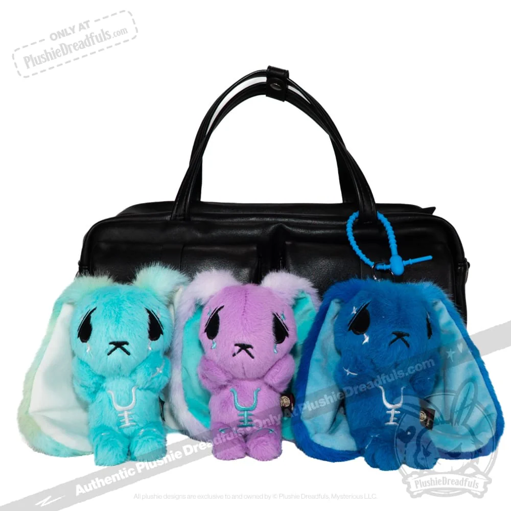 Plushie Dreadfuls - Blue Anxiety Rabbit Plush Keychain Accessory - Image 13