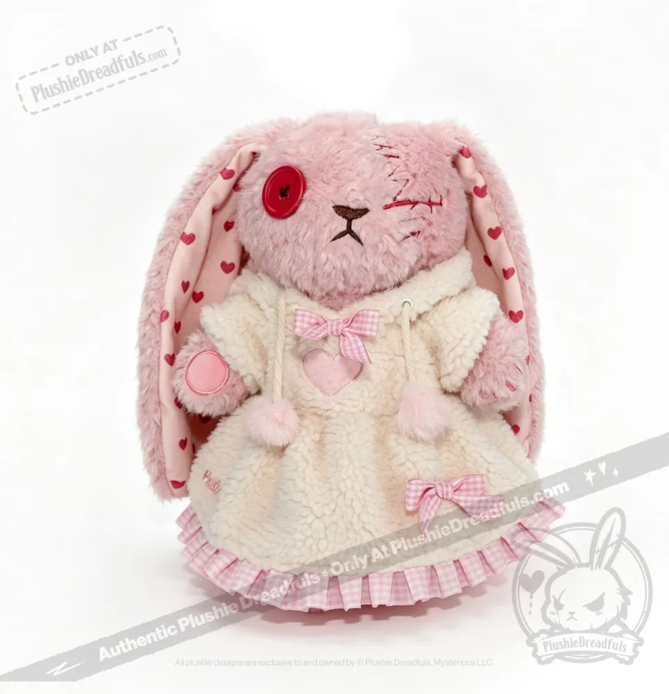 Plushie Dreadfuls Fuzzy White Chocolate Gingham Hoodie Dress - Image 10