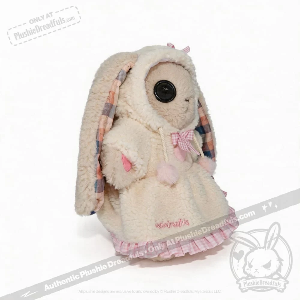 Plushie Dreadfuls Fuzzy White Chocolate Gingham Hoodie Dress - Image 4