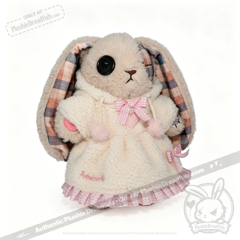 Plushie Dreadfuls Fuzzy White Chocolate Gingham Hoodie Dress - Image 8