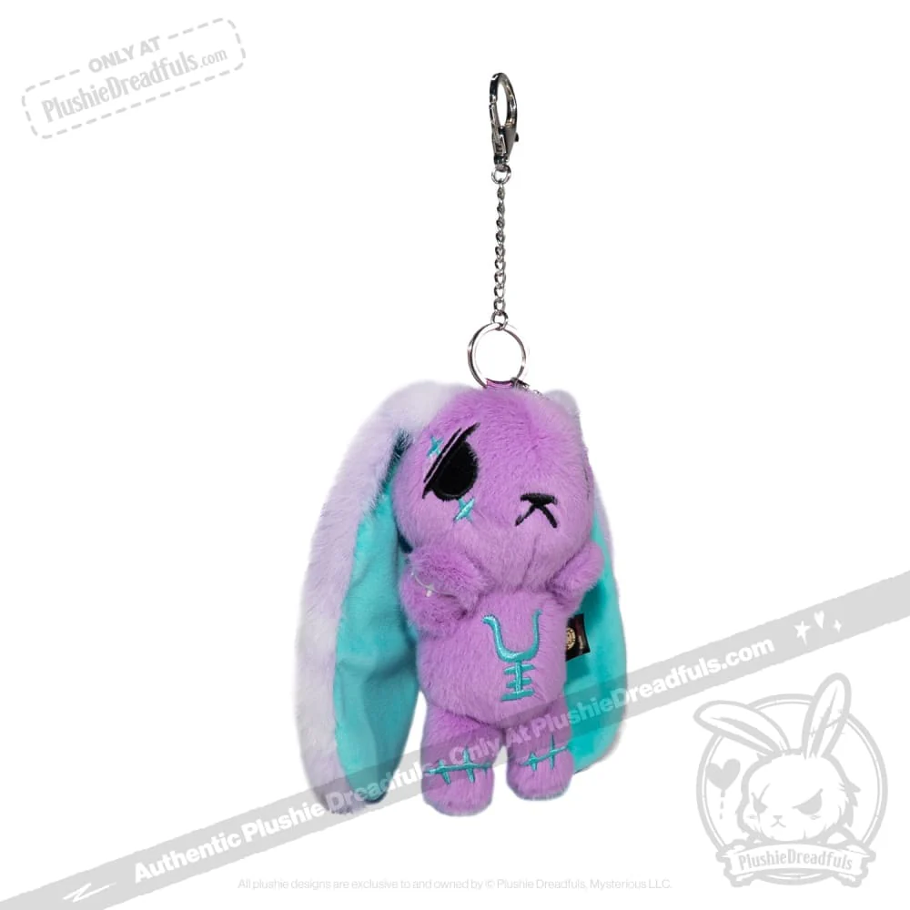 Plushie Dreadfuls -Purple Teal Anxiety Rabbit Plush Keychain Accessory - Image 10