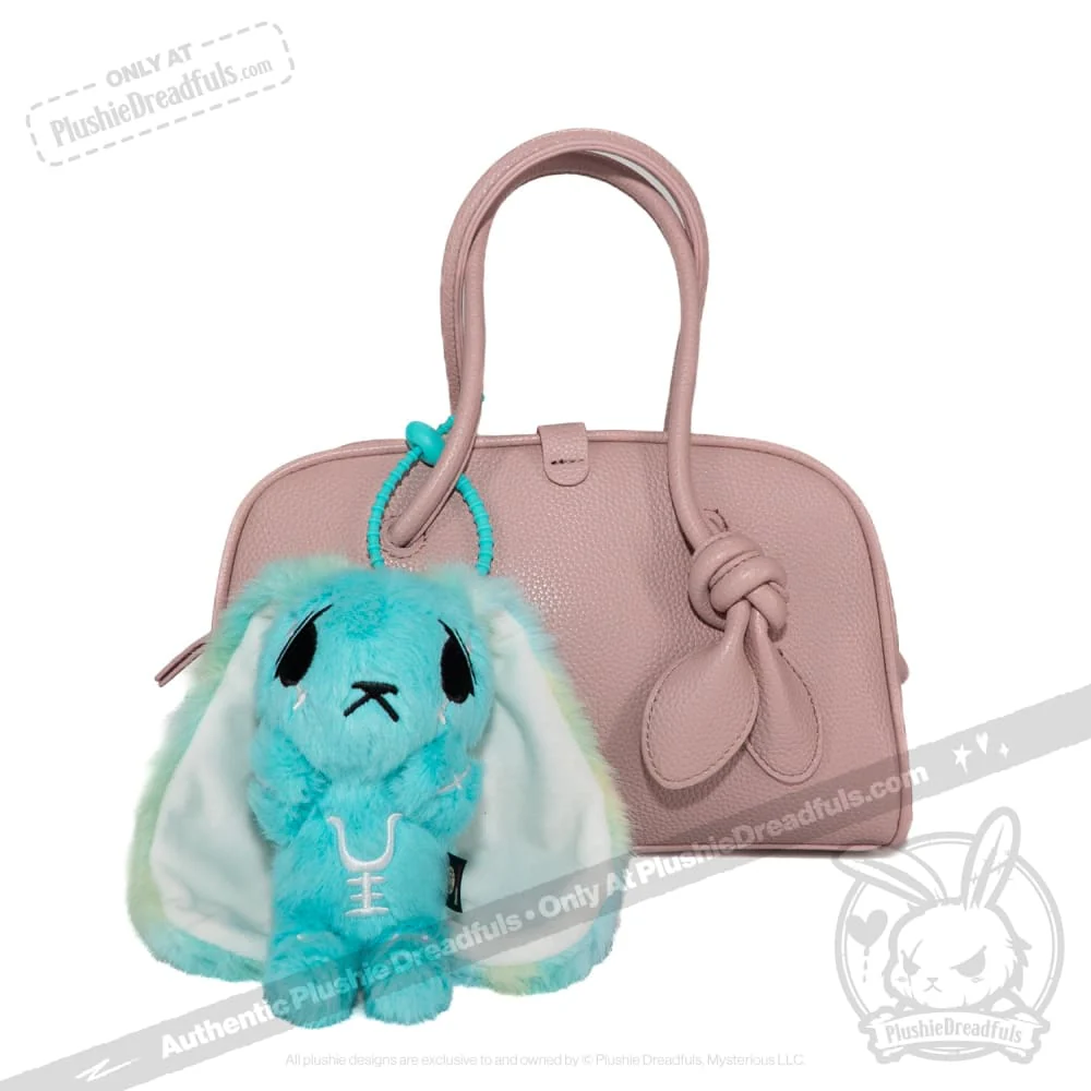 Plushie Dreadfuls -Teal Anxiety Rabbit Plush Keychain Accessory - Image 6