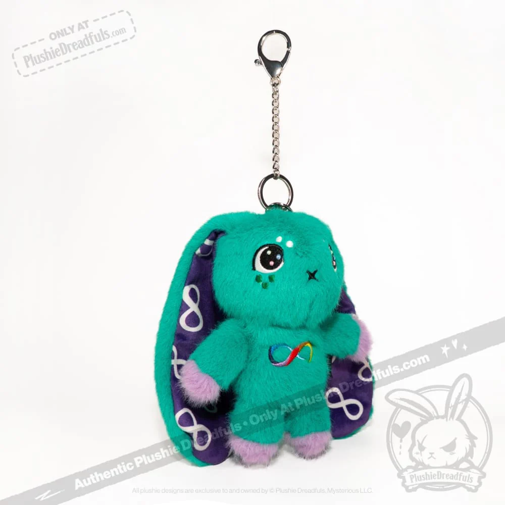Plushie Dreadfuls - Teal Autism Rabbit Plush Keychain Accessory - Image 3